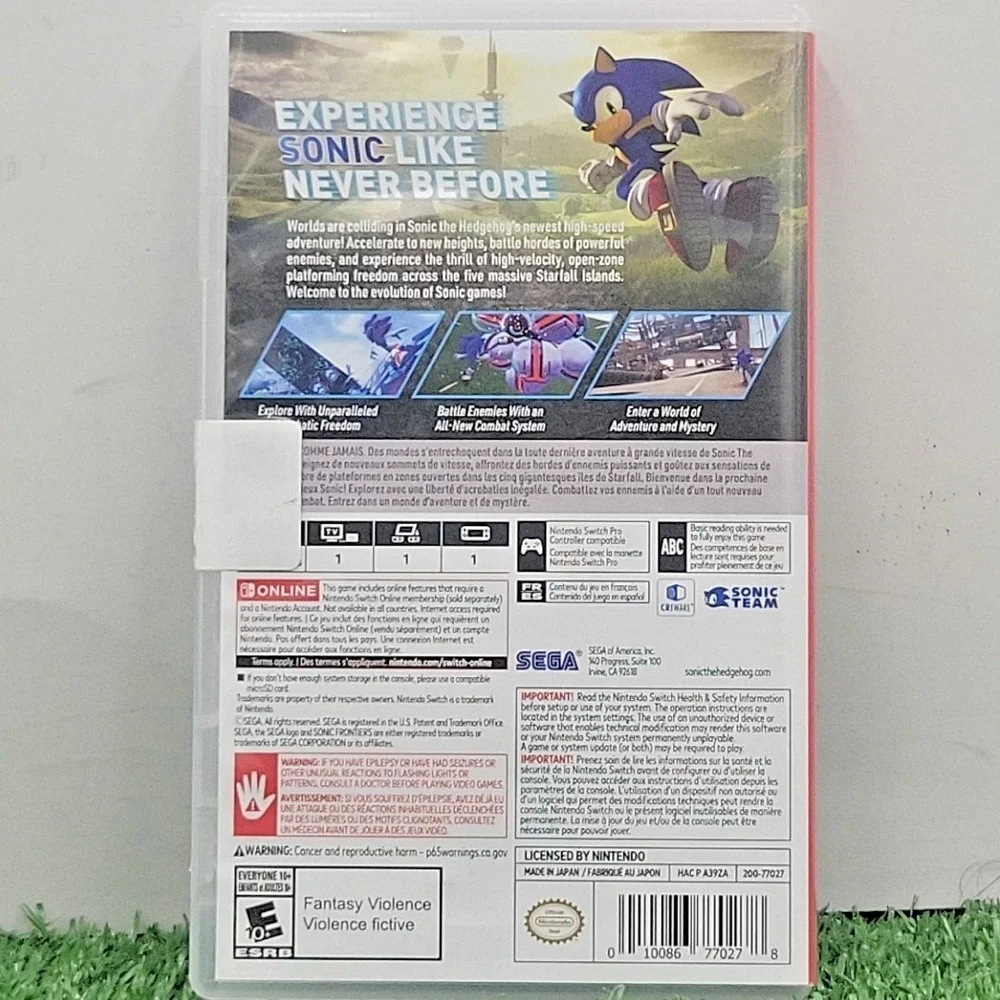 Sonic Frontiers by Sega Video Game for Nintendo Switch Manual Included -‎ Tested
